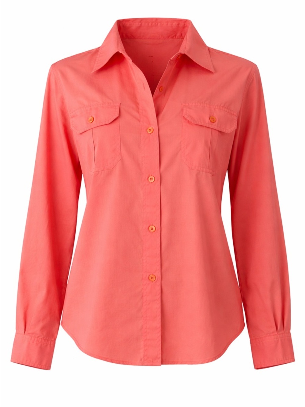 Vintage Minimalist Coastal Coral Button Up Shirt - Coral - M/L